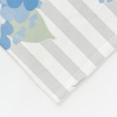 Couverture Polaire Hydrangea Bleu Élégant Rayure Gris Vert Sauge Nom (Coin)