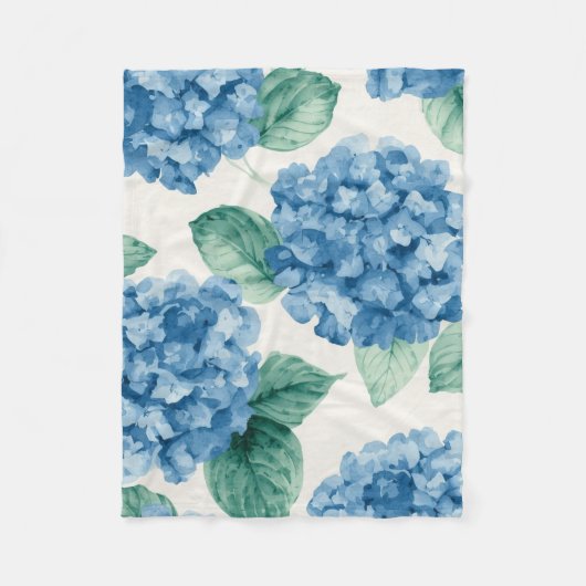 Couverture Polaire Hydrangea Blues Fleurs Aquarelle Botanique Florais (Devant)