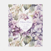 Couverture Polaire Hydrangeas aquarelle rose violet élégant  (Devant)