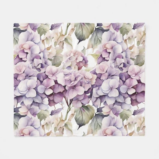 Couverture Polaire Hydrangeas aquarelle rose violet élégant (Devant (Horizontal))