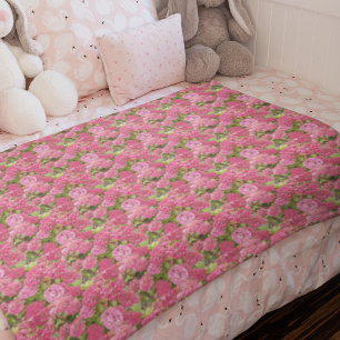 Couverture Polaire Hydrangée rose fleurit motif floral