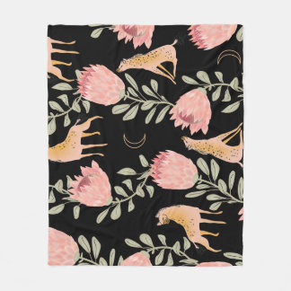 Couverture Polaire Hyena & Protea : Motif Vintage foncé
