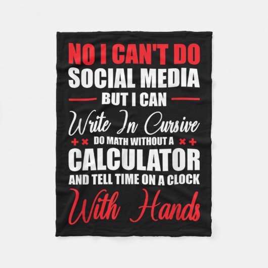 Couverture Polaire I Can't Do Social Media But I Can Write In Cursive (Devant)