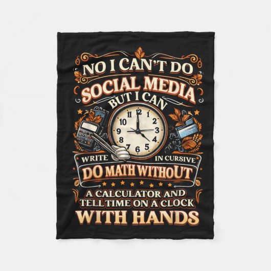 Couverture Polaire I Can't Do Social Media But I Can Write In Cursive (Devant)