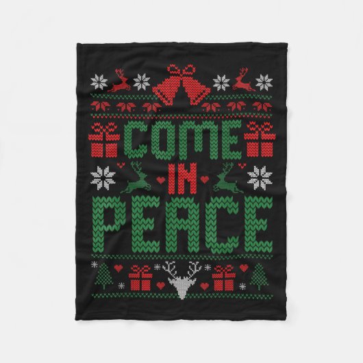 Couverture Polaire I Come In Peace Couple Matching Ugly Christmas Swe (Devant)