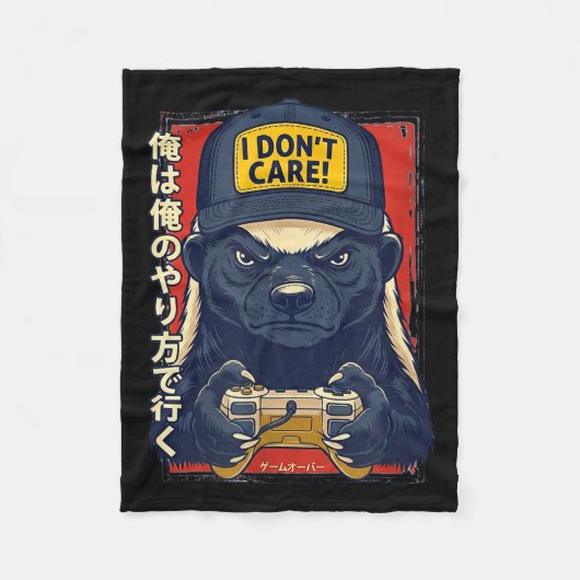 Couverture Polaire I Don’t Care - Honey Badger Gamer Design  (Devant)