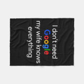 Couverture Polaire I Don't Need Google, My Wife Knows Everything Funn (Devant (Horizontal))