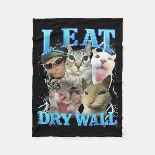 Couverture Polaire I Eat Dry Wall Funny Cat Meme  (Devant)