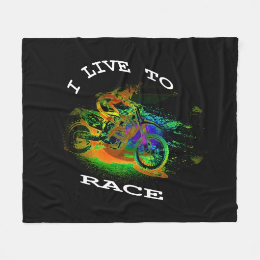 Couverture Polaire I LIVE TO RACE - Motocross Racer Fleece Blanket (Devant (Horizontal))