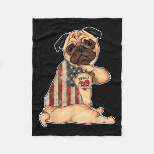 Couverture Polaire I Love Maman Tattoo Carlin Chien Chemise American