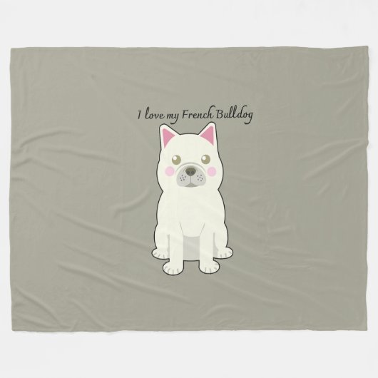 Couverture Polaire I Love my French Bulldog (Devant (Horizontal))