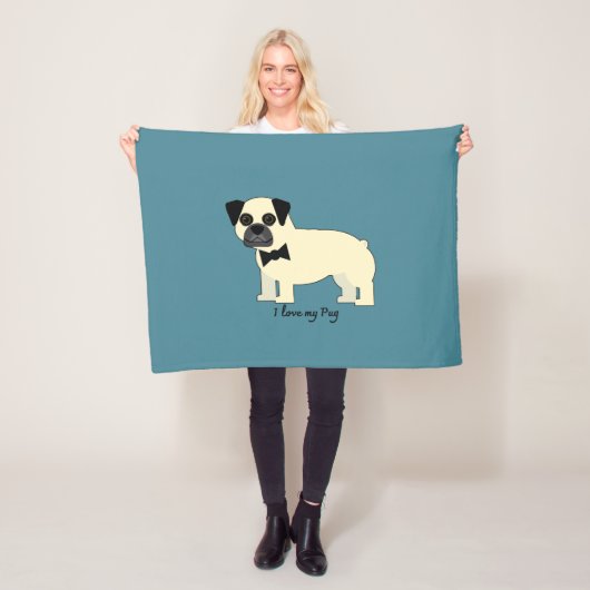 Couverture Polaire I love my Pug (En situation)