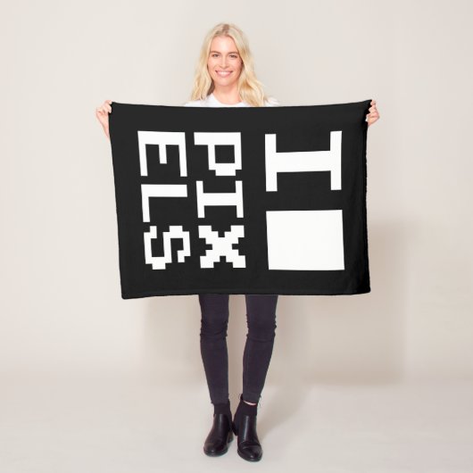 Couverture Polaire I Love Pixels, design geek, art des pixels (En situation)