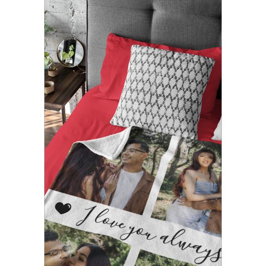 Couverture Polaire I Love You Always & Forever Modern 6 Photo Collage