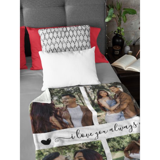 Couverture Polaire I Love You Always & Forever Modern 6 Photo Collage