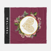 Couverture Polaire I Love You Fancy Golden Heart with Floral Frame (Devant (Horizontal))