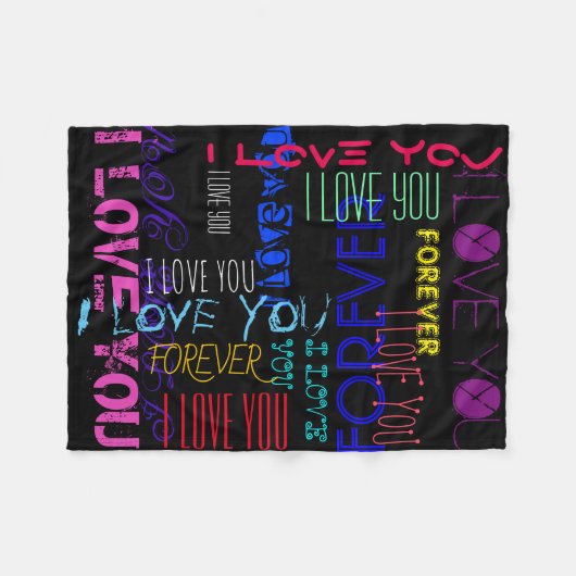 Couverture Polaire I Love You Forever répéter personnalisé Fleece Bla (Devant (Horizontal))