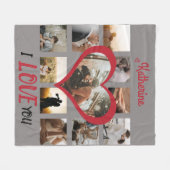 Couverture Polaire I Love You Heart Photo Collage Style Red Script (Devant (Horizontal))