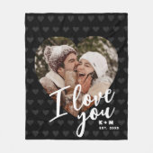 Couverture Polaire I Love You Heart Photo & Initials (Devant)