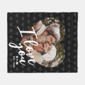 Couverture Polaire I Love You Heart Photo & Initials (Devant (Horizontal))