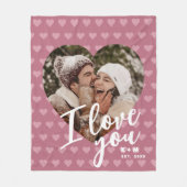 Couverture Polaire I Love You Heart Photo & Initials (Devant)