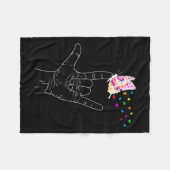 Couverture Polaire I Love You Main Sign Language Butterfly Autism Awa (Devant (Horizontal))