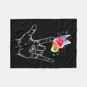 Couverture Polaire I Love You Main Sign Language Butterfly Autism Awa (Devant (Horizontal))