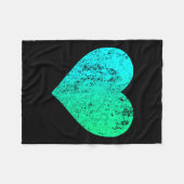Couverture Polaire I Love You Teal Heart Distressed Valentine's Day  (Devant (Horizontal))