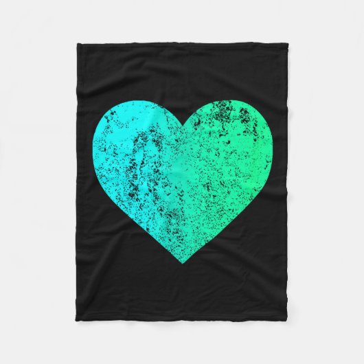 Couverture Polaire I Love You Teal Heart Distressed Valentine's Day  (Devant)