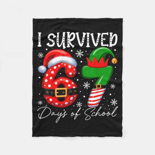 Couverture Polaire I Survived 67 Day Of School Funny 67 Xmas Santa El (Devant)