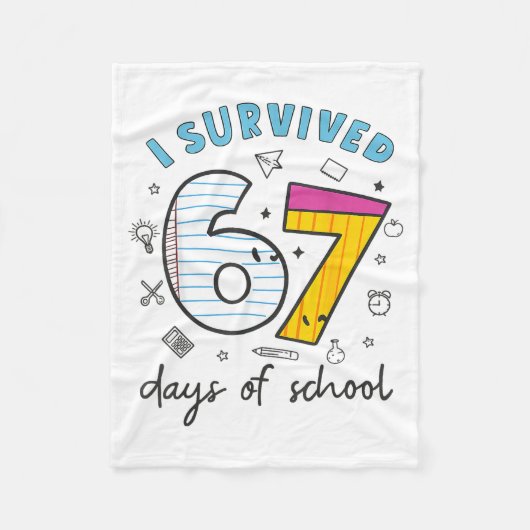 Couverture Polaire I Survived 67 Days Of School Funny 6 7 Meme Teache (Devant)