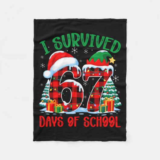 Couverture Polaire I Survived 67 Days Of School Funny Christmas Six S (Devant)