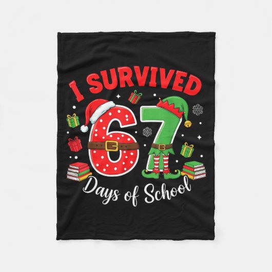 Couverture Polaire I Survived 67 Days Of School Funny Christmas Teach (Devant)