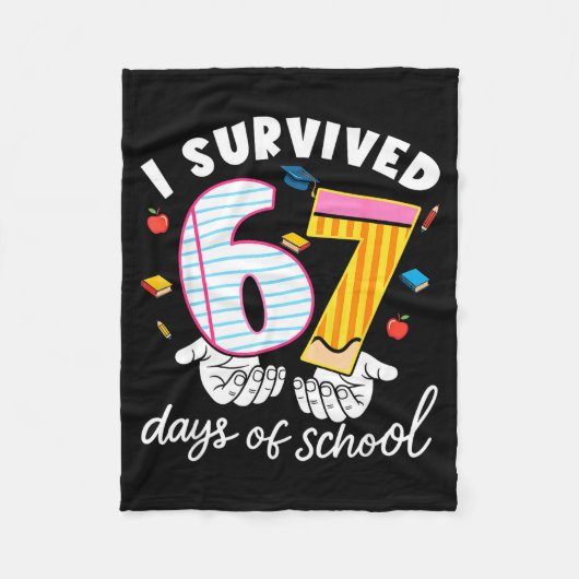 Couverture Polaire I Survived 67 Days Of School Funny Cool Meme Stude (Devant)
