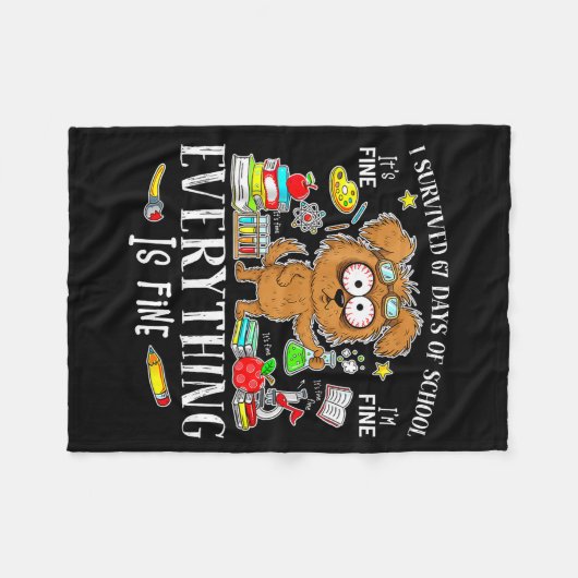 Couverture Polaire I Survived 67 Days Of School Funny Dog Lover Scien (Devant (Horizontal))