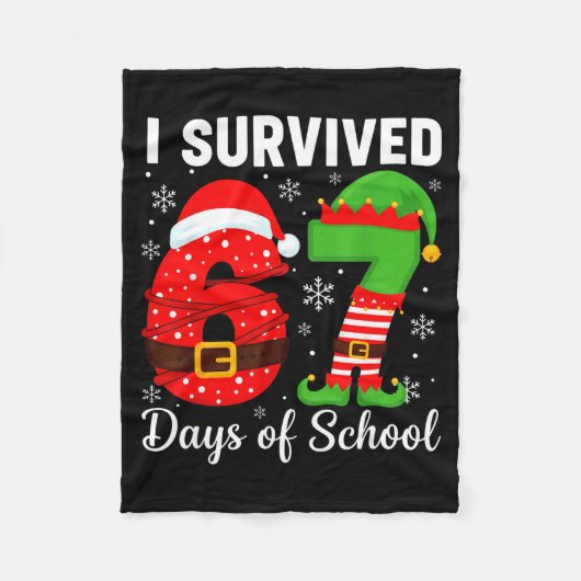 Couverture Polaire I Survived 67 Days Of School Funny Elf Christmas S (Devant)