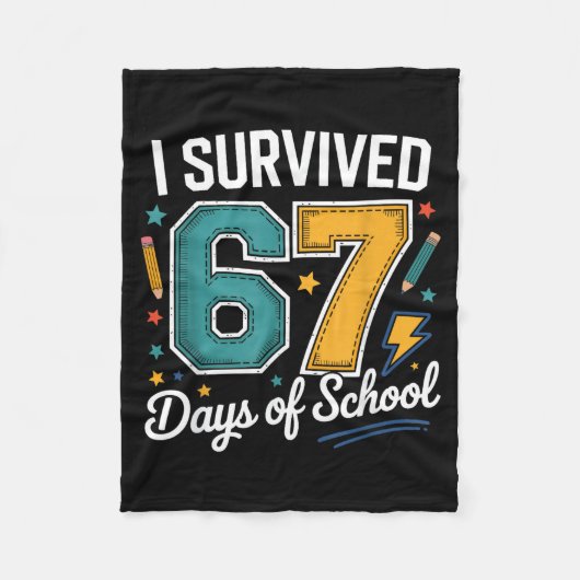 Couverture Polaire I Survived 67 Days Of School Funny Gen Alpha Quote (Devant)