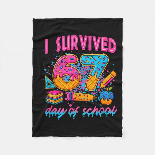 Couverture Polaire I Survived 67 Days Of School Funny Meme Ice Cream (Devant)