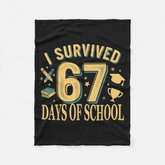 Couverture Polaire I Survived 67 Days Of School Funny Meme Teacher St (Devant)
