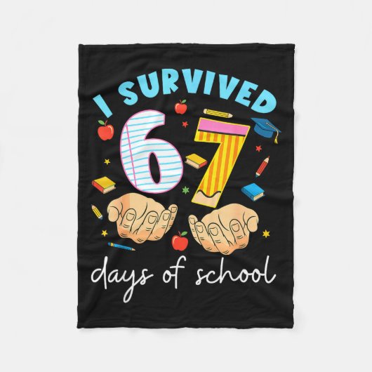 Couverture Polaire I Survived 67 Days Of School Funny Student Style (Devant)