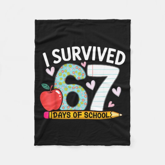 Couverture Polaire I Survived 67 Days Of School Funny Student Style (Devant)