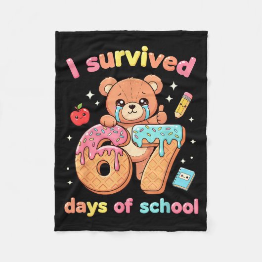 Couverture Polaire I Survived 67 Days Of School Funny Teddy Bear Six (Devant)