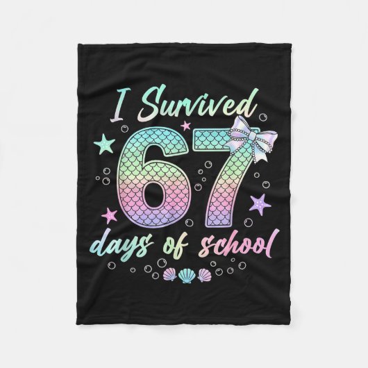 Couverture Polaire I Survived 67 Days Of School Mermaid Coquette Bow (Devant)