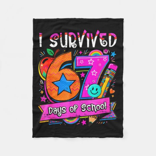Couverture Polaire I Survived 67 Days Of School Teacher Student Six S (Devant)