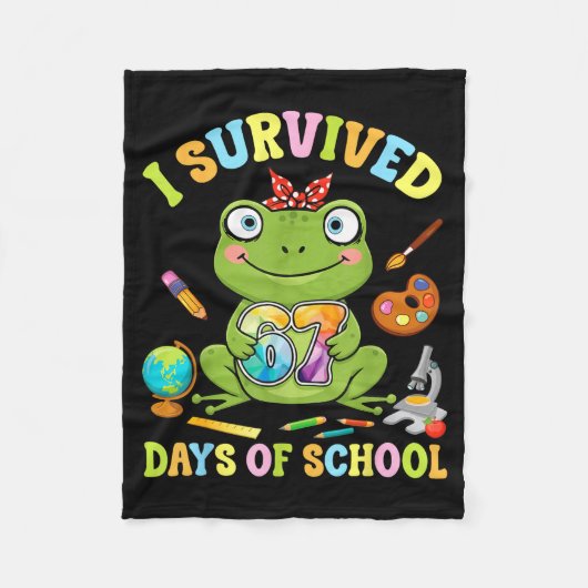 Couverture Polaire I Survived Six Seven Days Of School Cute Frog Stud (Devant)