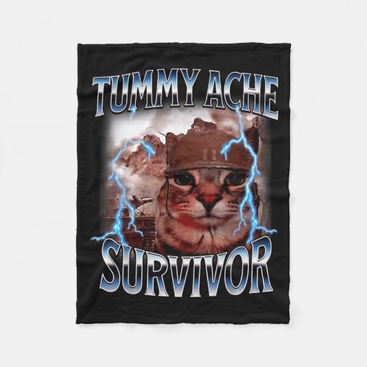 Couverture Polaire I Survived Today's Tummy Ache Survivor Funny Cat M (Devant)