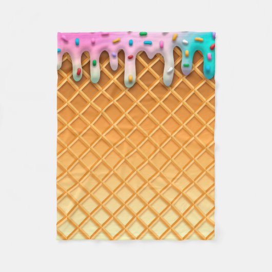 Couverture Polaire Ice Cream Drip Waffle Cone Pink With Sprinkles (Devant)