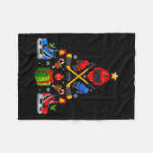 Couverture Polaire Ice Hockey Christmas Tree Lights Red Santa Hat Xma (Devant (Horizontal))