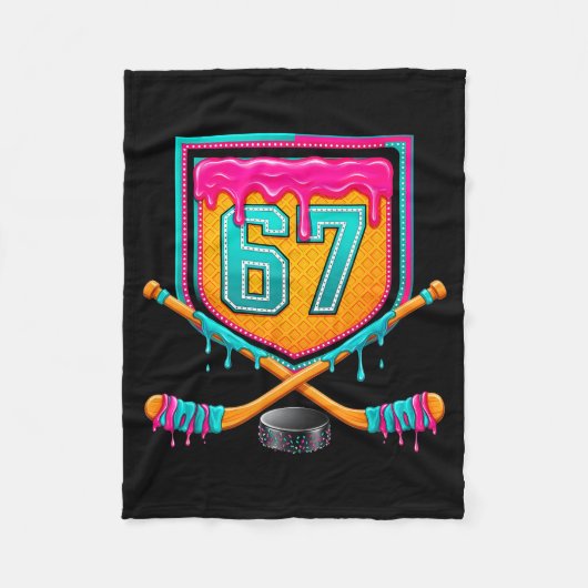 Couverture Polaire Ice Hockey Drip Number 67 Ice Hockey Player  (Devant)