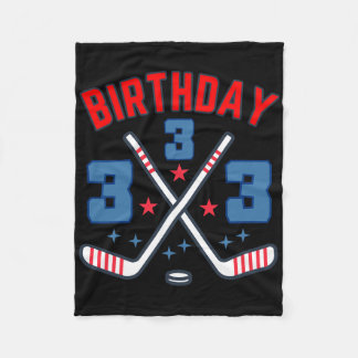 Couverture Polaire Ice Hockey Three Birthday Boy 3rd Party Boys Age 3